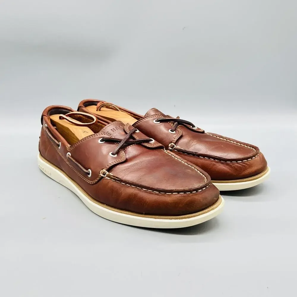 Cole Haan Shoes Mens 10.5 Brown Leather Boat Moc Toe Casual Comfort Nautical